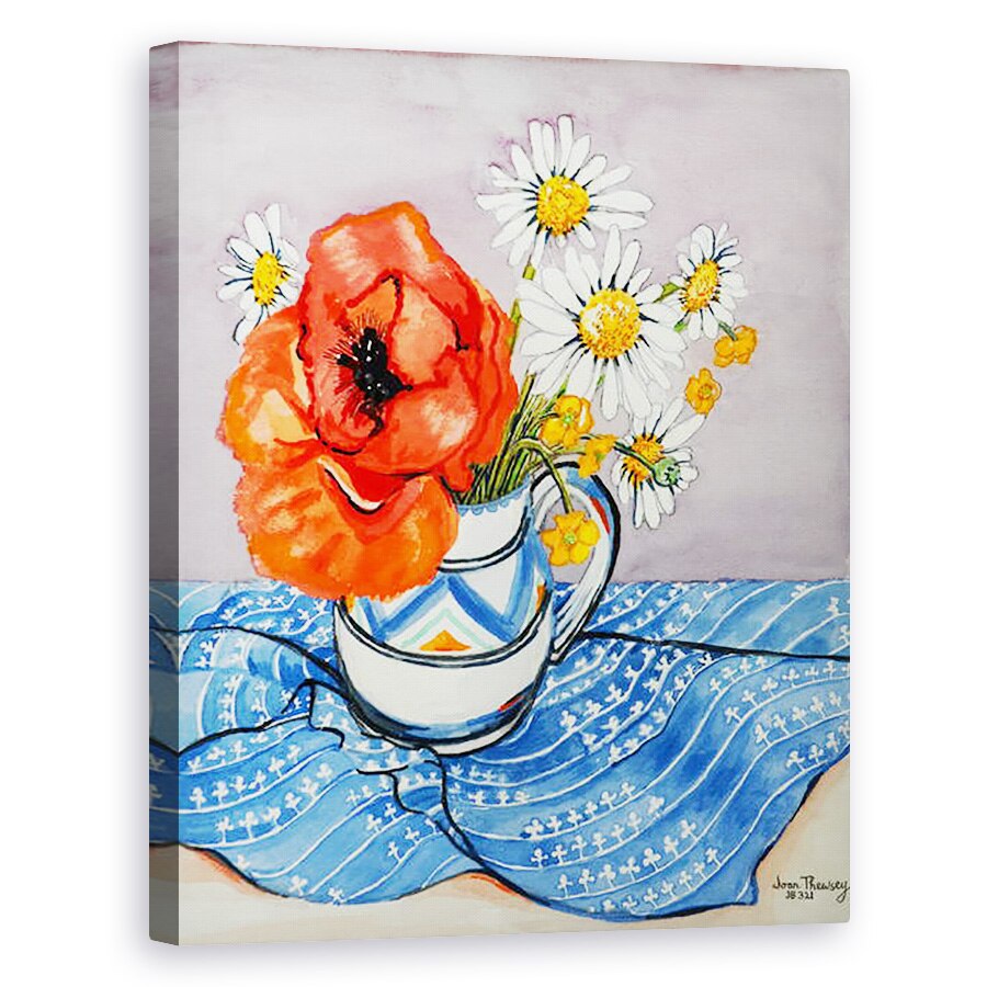 Tablou canvas - Joan Thewsey - Red Oriental Poppy si Marguerites intr-un ulcior Honiton, 2005, 80 x 100 cm
