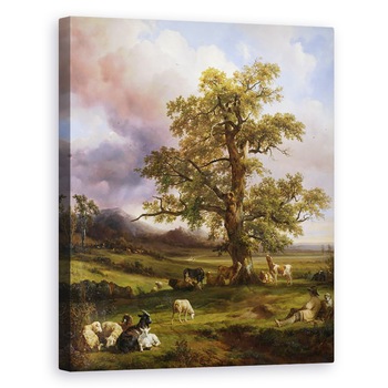 Tablou canvas - Jacques Raymond Brascassat - Animale de odihna in jurul unui stejar mare, 80 x 100 cm Tablou canvas - Jacques Raymond Brascassat - Animale de odihna in jurul unui stejar mare, 80 x 100 cm