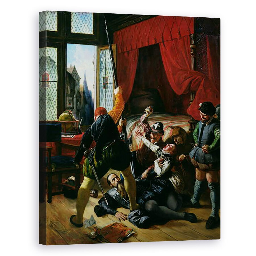 Tablou canvas - Joseph-Nicolas Robert-Fleury - Asasinarea lui Brion, tutore Printului de Conti 1558-1614 la masacrul de Ziua Sfantului Bartolomeu din 1572, 80 x 100 cm