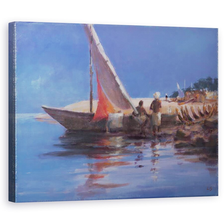 Tablou canvas - John Frederick Herring Snr - Cai gri al domnului Sowerby in curtea sa din Putteridge Bury, Hertfordshire, 40 x 50 cm