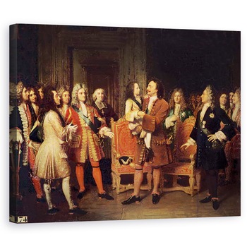 Tablou canvas - Louise Marie Jeanne Hersent - Ludovic al XV-lea 1710-74 Vizita Petru I 1672-1725 cel Mare la lHotel de Lesdiguieres, 60 x 75 cm Tablou canvas - Louise Marie Jeanne Hersent - Ludovic al XV-lea 1710-74 Vizita Petru I 1672-1725 cel Mare la lHotel de Lesdiguieres, 60 x 75 cm