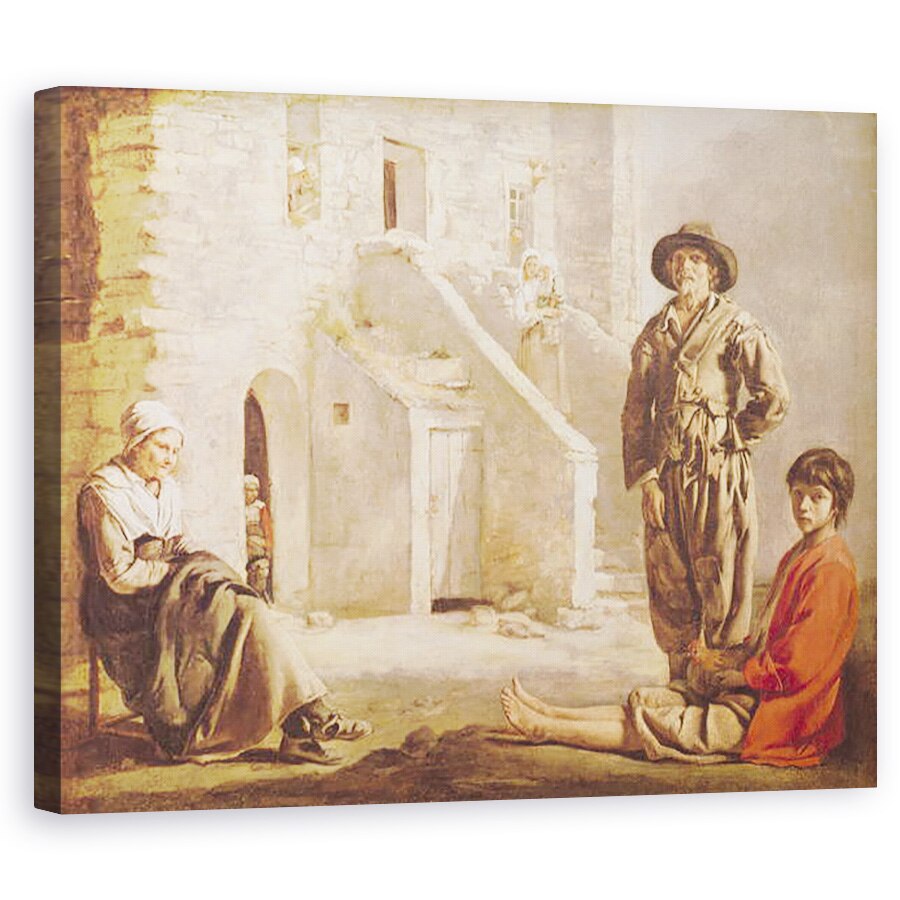Tablou canvas - Louis Le Nain - taranii inainte de casa lor, 60 x 75 cm