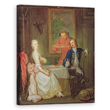 Tablou canvas - Marcellus Laroon the Younger - O conversatie la cina Un barbat si o femeie care bea la cina, 60 x 75 cm Tablou canvas - Marcellus Laroon the Younger - O conversatie la cina Un barbat si o femeie care bea la cina, 60 x 75 cm