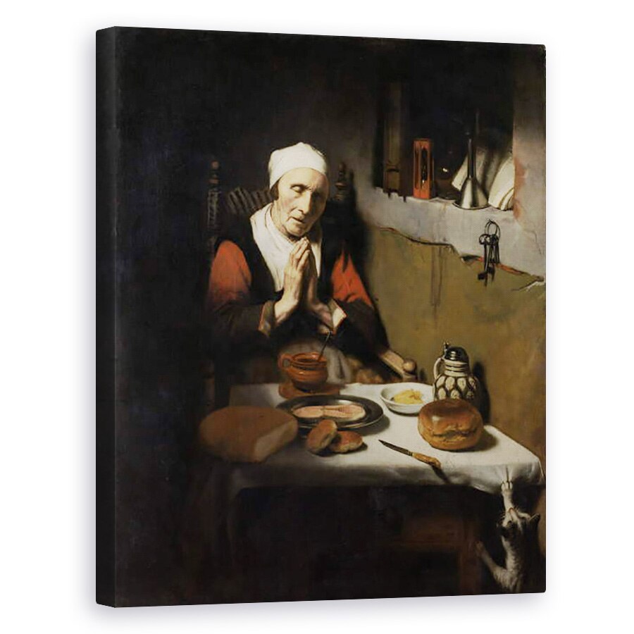 Tablou canvas - Nicolaes Maes - Batrana care spune Grace, cunoscuta sub numele de Rugaciunea fara sfarsit, 60 x 75 cm