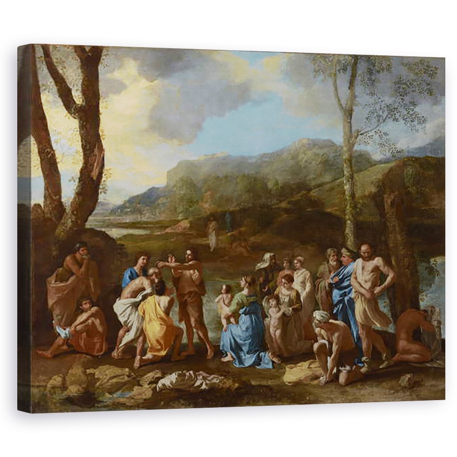 Tablou canvas - Nicolas Poussin - Sfantul Ioan Botezul in raul Iordan, 60 x 75 cm