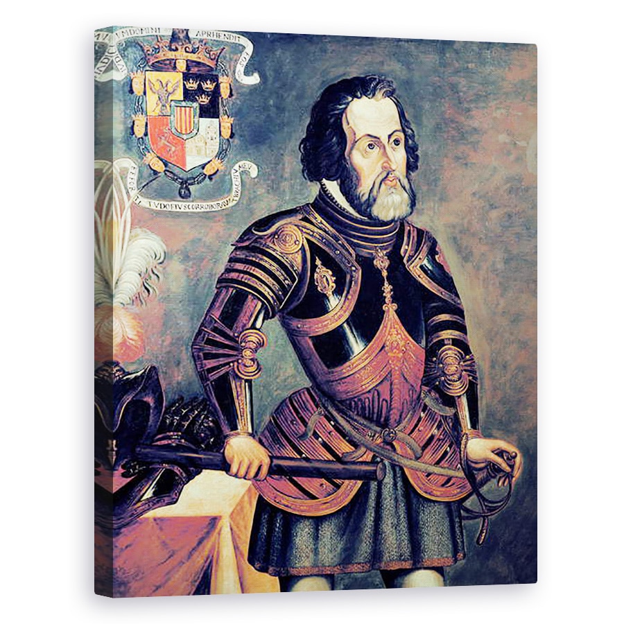 Tablou canvas - Master of Saldana - Hernando Cortes 1485-1547 copie a unui original, 60 x 75 cm