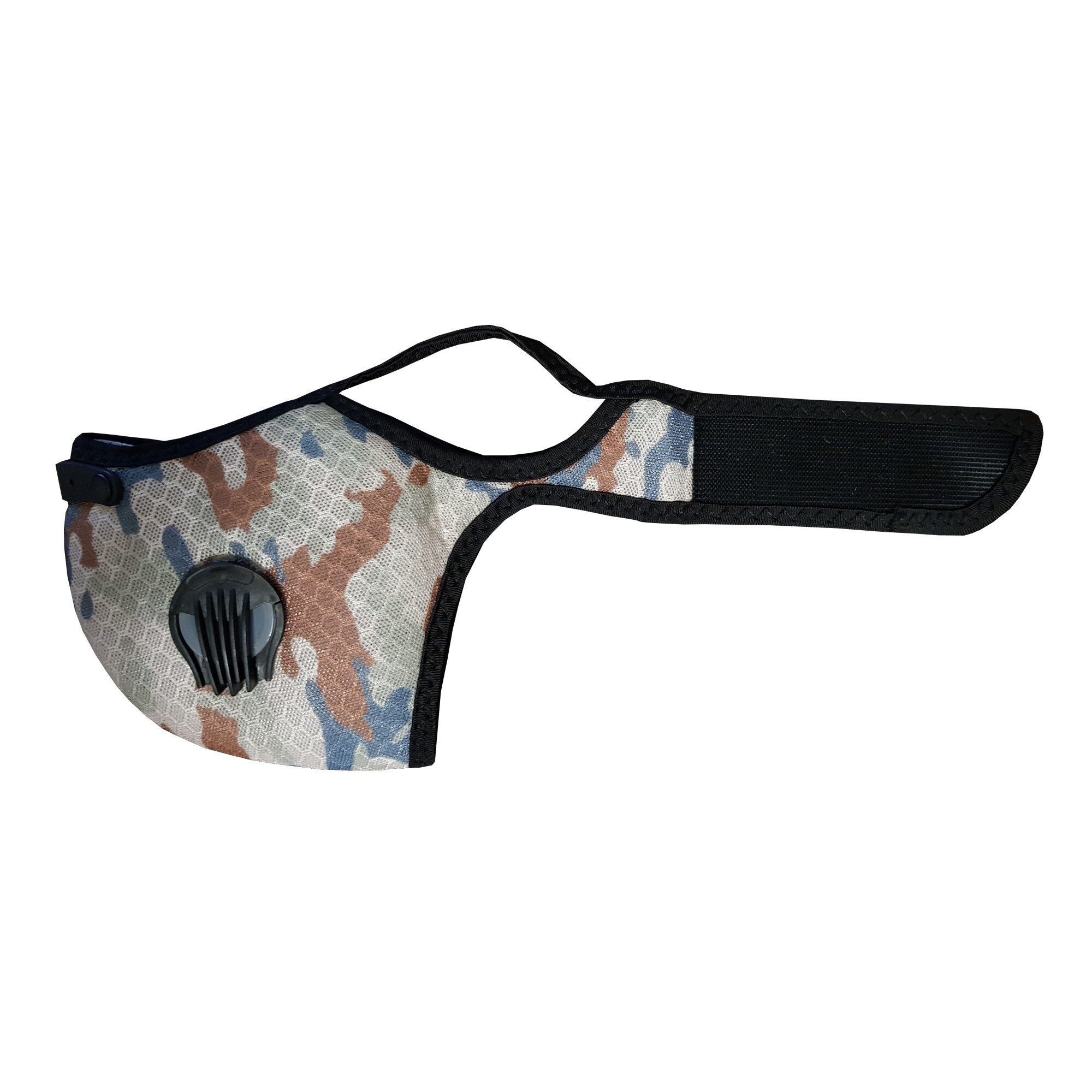 Masca de Protectie Camuflaj Maro, Aspect Modern, Sport, cu Filtru de Carbon, 2 Valve