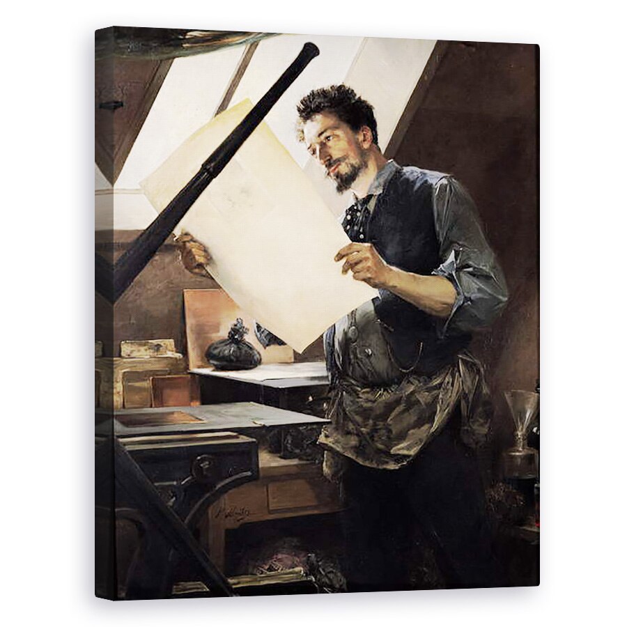 Tablou canvas - Paul Mathey - Felicien Rops 1833-98 in studioul sau, 60 x 75 cm