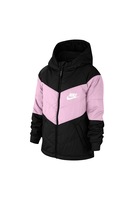 Nike, Geaca matlasata cu detaliu logo, Negru/Roz, 137-147 CM Standard