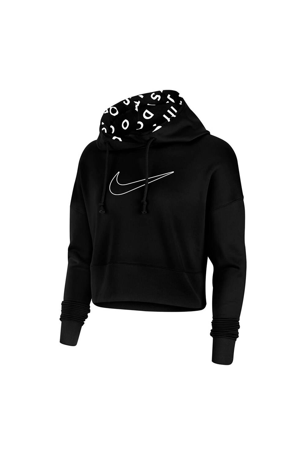 Nike, Hanorac crop pentru fitness Therma, Negru