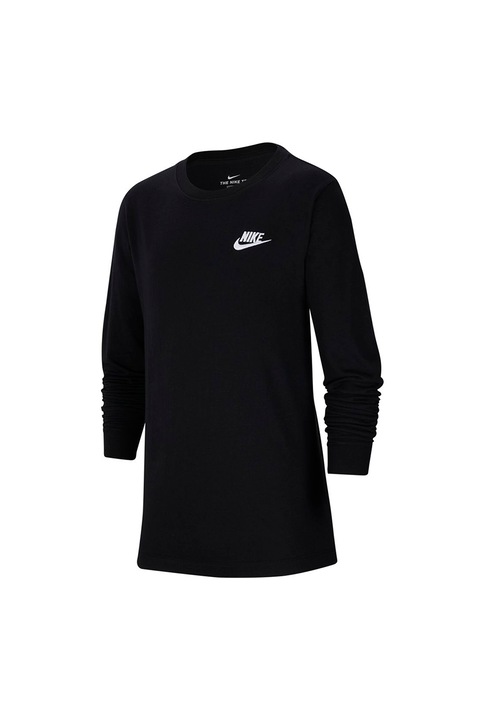 Nike, Bluza cu decolteu la baza gatului si broderie logo pe piept, Negru