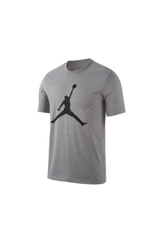 Nike, Tricou de bumbac cu imprimeu logo Jumpman, Gri melange