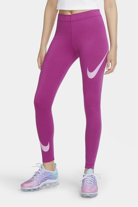 Nike, Colanti cu imprimeu pentru fitness Leg-A-See Logi, Roz fandango
