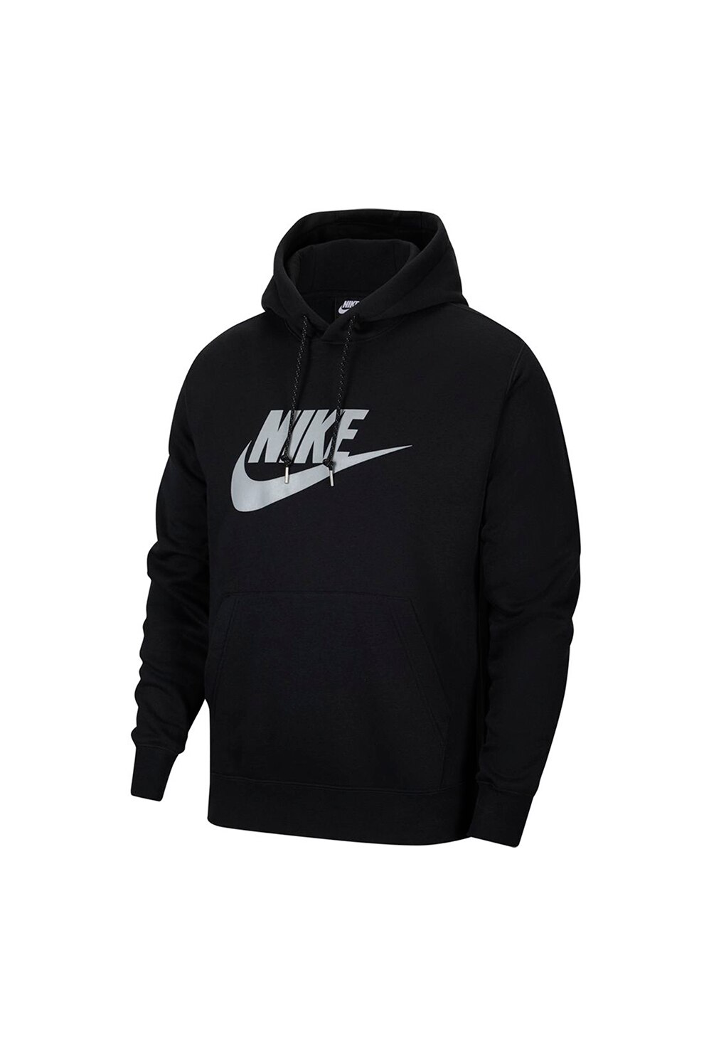 Nike, Hanorac cu imprimeu logo si buzunar kangaroo, Negru