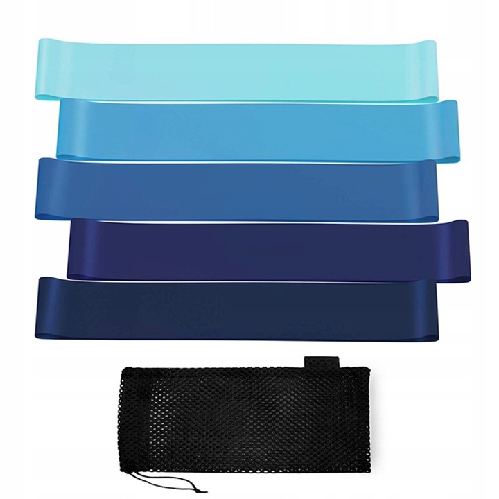 Set 5 buc benzi elastice Timeless Tools, 5 niveluri de rezistenta, Farrot Albastru
