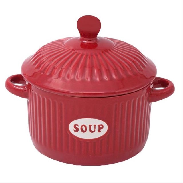 Bol pentru supa de ceramica, Felis, 600 ml, 12,6 x 7,5 cm, rosu