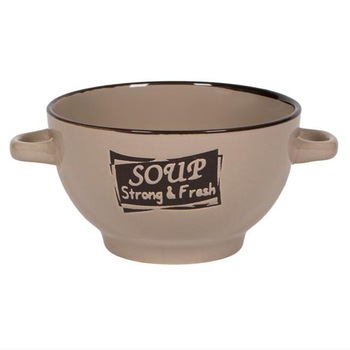 Bol pentru supa Felis, Model Scris, Ceramica, 14 x 8 cm, 650 ml, Bej Bol pentru supa Felis, Model Scris, Ceramica, 14 x 8 cm, 650 ml, Bej