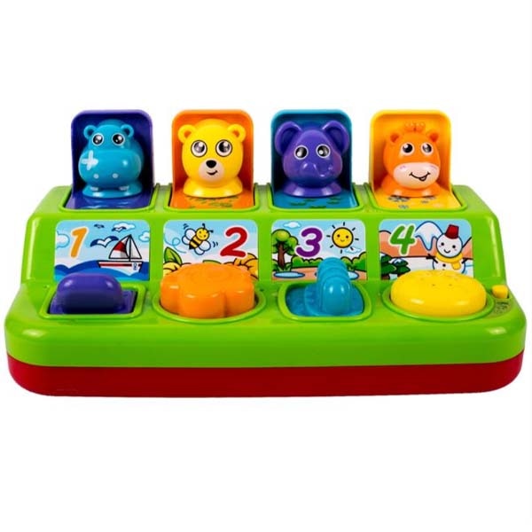 Jucarie muzicala Pop Up, JMB, Cu animale, 1 an+, Multicolor