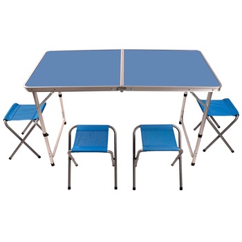 Set camping Zelten cu masa si 4 scaune,120x60x55.5 cm, albastru Set camping Zelten cu masa si 4 scaune,120x60x55.5 cm, albastru