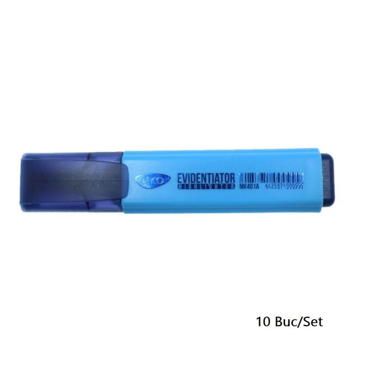 Set 10 Markere Evidentiatoare DACO, Varf de 2-5 mm, Albastre