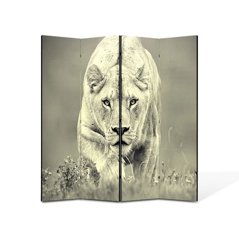 Paravan 4 piese Premium Heartwork TrueColor, Leoaica la vanatoare, Panza pe cadru de lemn, Decoratiuni Moderne pentru Casa, 4 Panouri de 35x180, 140 x 180 cm Paravan 4 piese Premium Heartwork TrueColor, Leoaica la vanatoare, Panza pe cadru de lemn, Decoratiuni Moderne pentru Casa, 4 Panouri de 35x180, 140 x 180 cm