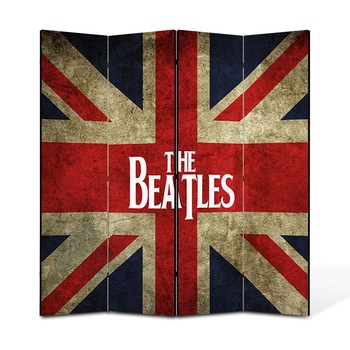 Paravan 4 piese Premium Heartwork TrueColor, The Beatles si Steagul Angliei, Panza pe cadru de lemn, Decoratiuni Moderne pentru Casa, 4 Panouri de 35x150, 140 x 150 cm Paravan 4 piese Premium Heartwork TrueColor, The Beatles si Steagul Angliei, Panza pe cadru de lemn, Decoratiuni Moderne pentru Casa, 4 Panouri de 35x150, 140 x 150 cm