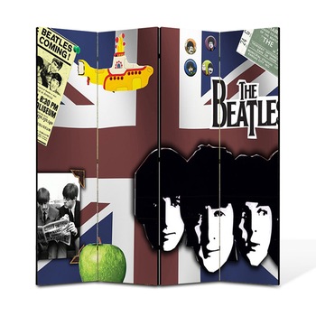 Paravan 4 piese Premium Heartwork TrueColor, Colaj The Beatles, Panza pe cadru de lemn, Decoratiuni Moderne pentru Casa, 4 Panouri de 35x150, 140 x 150 cm Paravan 4 piese Premium Heartwork TrueColor, Colaj The Beatles, Panza pe cadru de lemn, Decoratiuni Moderne pentru Casa, 4 Panouri de 35x150, 140 x 150 cm