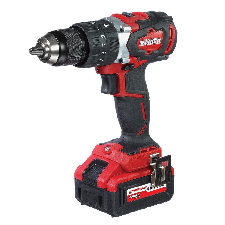 Fúró 20V 2x4Ah 62Nm RDI-CDB01, Raider 011501 akkumulátorral