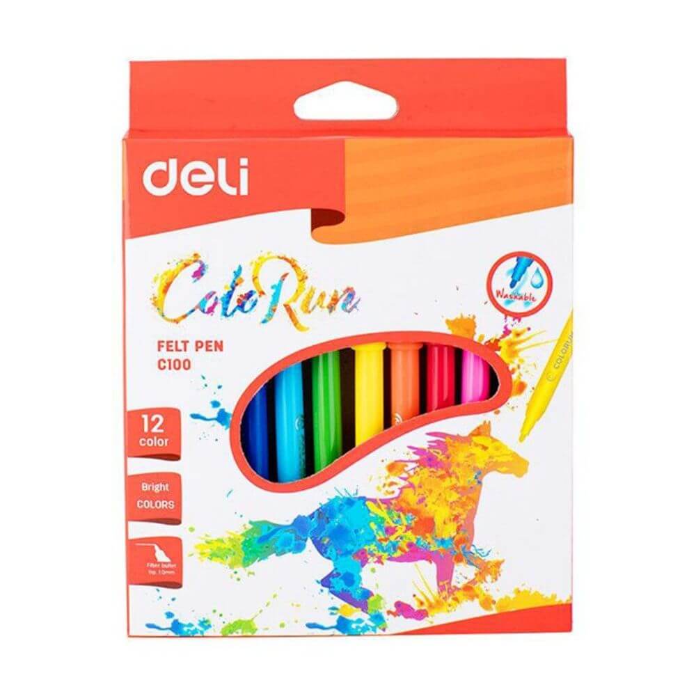 Set 12 Carioci DELI ColoRun, Varf de 1 mm