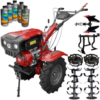 Set motocultor Rotakt RO 15R E, motor 15 CP, latime lucru 135 cm, freze, roti cauciuc, pornire electrica, roti metal, cultivator, plug reversibil, 5l ulei AgroPro Set motocultor Rotakt RO 15R E, motor 15 CP, latime lucru 135 cm, freze, roti cauciuc, pornire electrica, roti metal, cultivator, plug reversibil, 5l ulei AgroPro