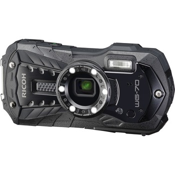 Aparat foto compact Pentax Ricoh WG-70, 16MP, impermeabil, rezistent la socuri, 6 LED-uri, Negru Aparat foto compact Pentax Ricoh WG-70, 16MP, impermeabil, rezistent la socuri, 6 LED-uri, Negru