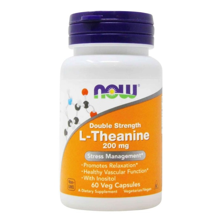 NOW Foods L-Theanine cu Inositol, 200mg - 60 Capsule