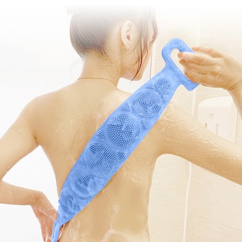 Banda siliconica pentru curatare corporala cu efect de masaj si exfoliere, culoare bleu Banda siliconica pentru curatare corporala cu efect de masaj si exfoliere, culoare bleu