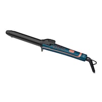 Ondulator Rowenta Jungle CF3226F0, 200 °C, cablu rotativ 360°, varf rece, timp incalzire 60s, invelis ionic, negru/albastru