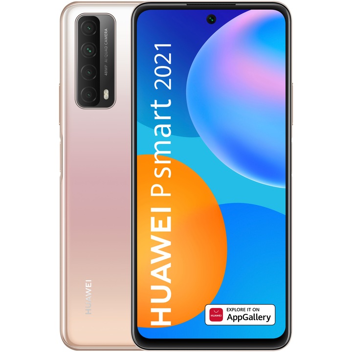 Huawei P Smart (2021) Mobiltelefon, Kártyafüggetlen, Dual SIM, 128GB, 4G, Blush Gold