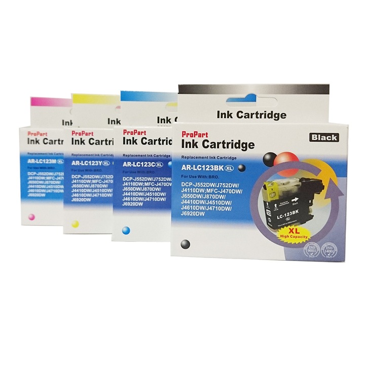 Set 4 cartuse LC123 compatibile cu Brother DCP-J 132 W, DCP-J 152 W, MFC-J 4410 DW, MFC-J 4510 DW, MFC-J 4610