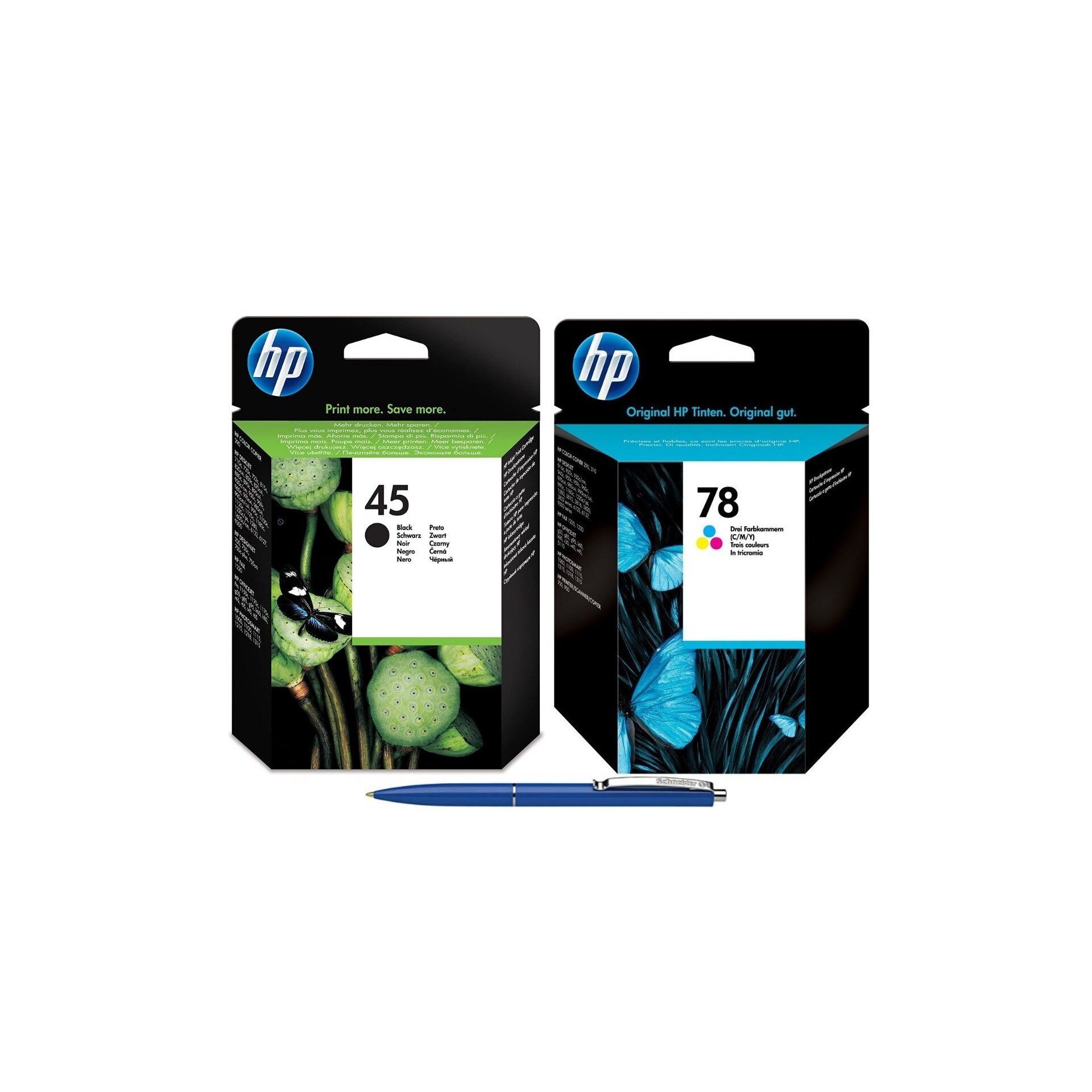 Pachet MAG4U Cartuse Cerneala Originale 1 buc 51645AE (45) Black 1 buc C6578D (78) Color si Pix Schneider