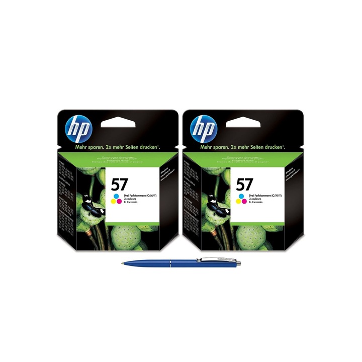 HP MAG4U Csomag, eredeti tintapatron, 2 darab C6657AE 57 színes, Schneider toll