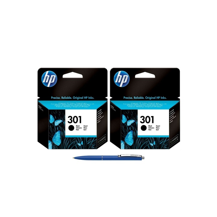 HP MAG4U Tintapatron csomag, CH561EE (301), 2 darab, Fekete, Schneider tollal