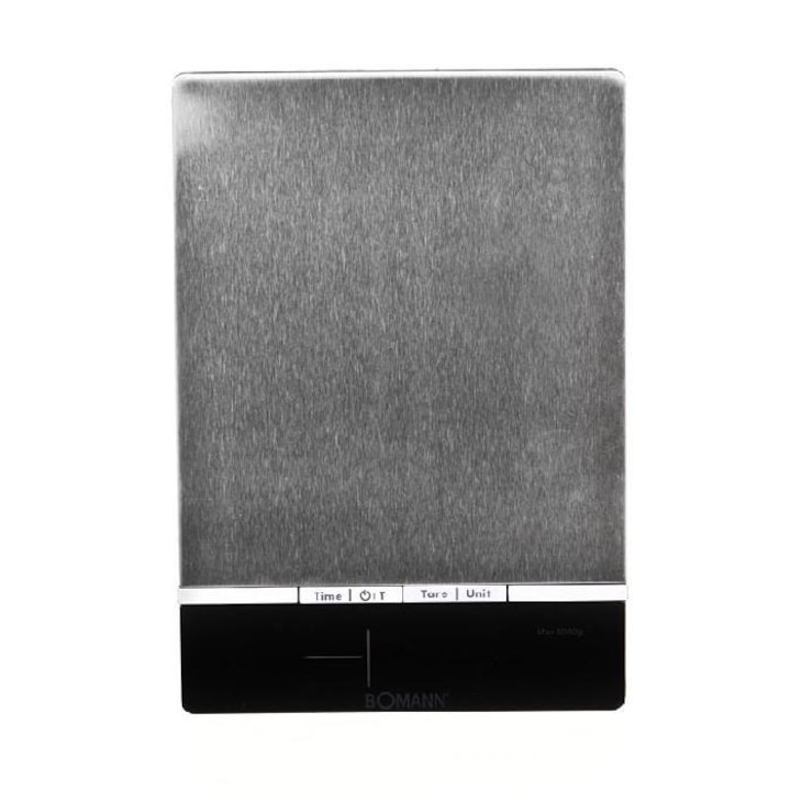Електронна кухненска везна Bomann KW 1421, LCD дисплей, Максимално измервано тегло 5 кг, Инокс/Черен