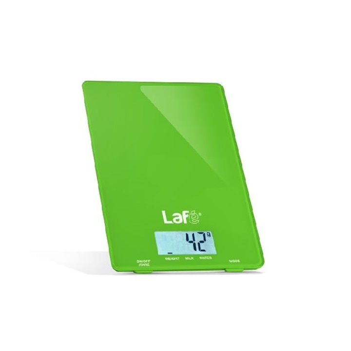 Кухненска везна Lafe WKS001.2, LCD дисплей, Максимално измервано тегло 5 кг, Зелена