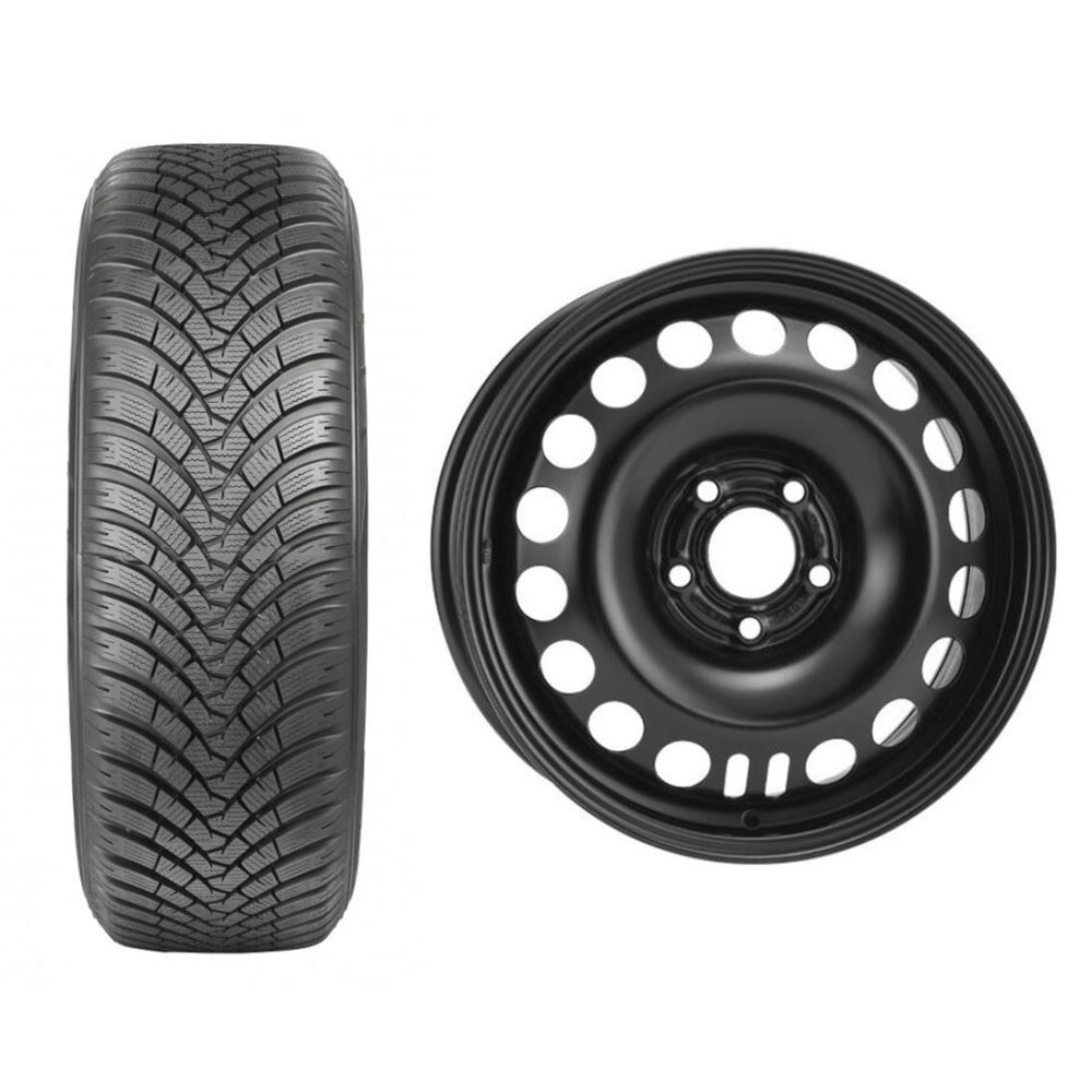 Roata completa Astra J 5x105 janta otel ALCAR 9247 6.5x16 + anvelopa iarna Falken HS01 205/55R16 91H + Senzor presiune ALCAR