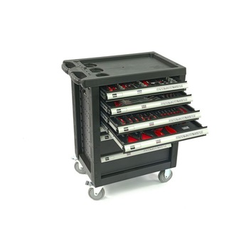Dulap scule echipat, HBM, 7 sertare, 154 piese, negru Dulap scule echipat, HBM, 7 sertare, 154 piese, negru