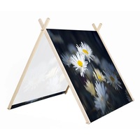 Cort Art Deco pentru copii cu cadru din lemn natural si panza, Margarete in umbra, Decoratiuni, Latime 120 cm x Inaltime 115 cm x Adancime 150 cm