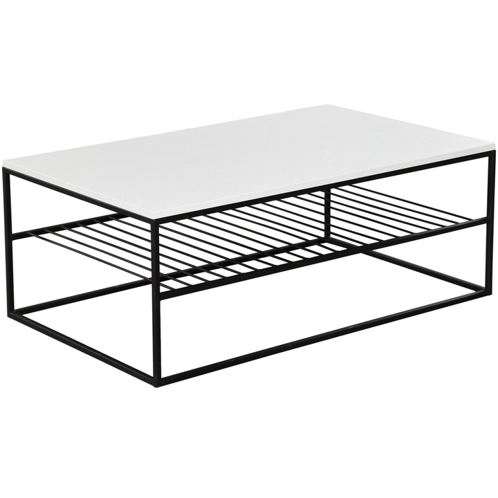 Masuta cafea Comforty, 100% pal melaminat, picioare metalice, 95x43x55 cm, Etna - White