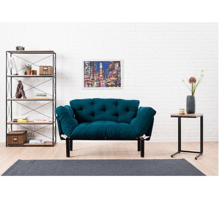 Canapea extensibila cu 2 locuri Atelier Del Sofa Pamela, 155x85x73cm, Albastru Petrol
