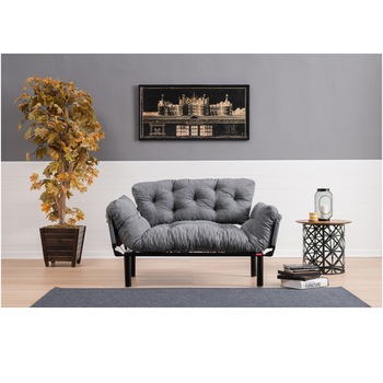Canapea 2 locuri, cadru metalic, 155x85x73 cm, Gri Canapea 2 locuri, cadru metalic, 155x85x73 cm, Gri