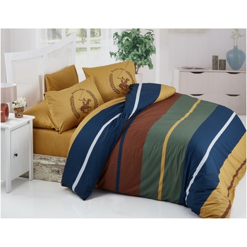 Lenjerie de pat Beverly Hills Polo Club, 2 persoane, 100% bumbac ranforce, cearceaf pilota 200x220, cearceaf pat 240x260, fata de perna 50x70cm, mustard Lenjerie de pat Beverly Hills Polo Club, 2 persoane, 100% bumbac ranforce, cearceaf pilota 200x220, cearceaf pat 240x260, fata de perna 50x70cm, mustard