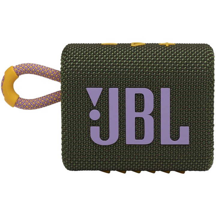 Преносима тонколона JBL GO3, IPX67, Bluetooth, Зелен/Розов