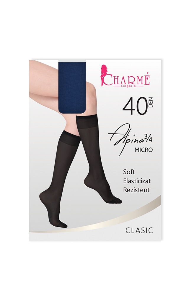 Sosete de dama Charme Alpina 40 DEN,lungi, Albastru inchis, One Size